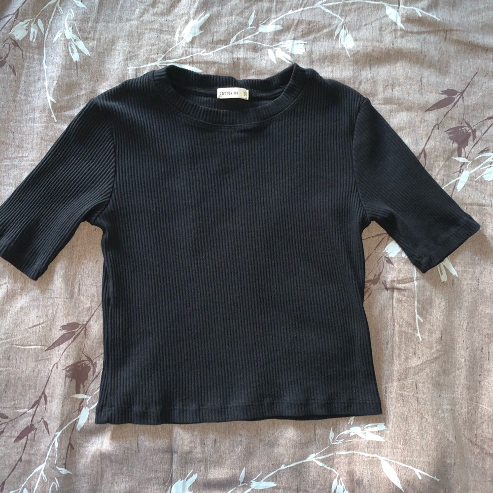 Cotton On Black ripped basic tee